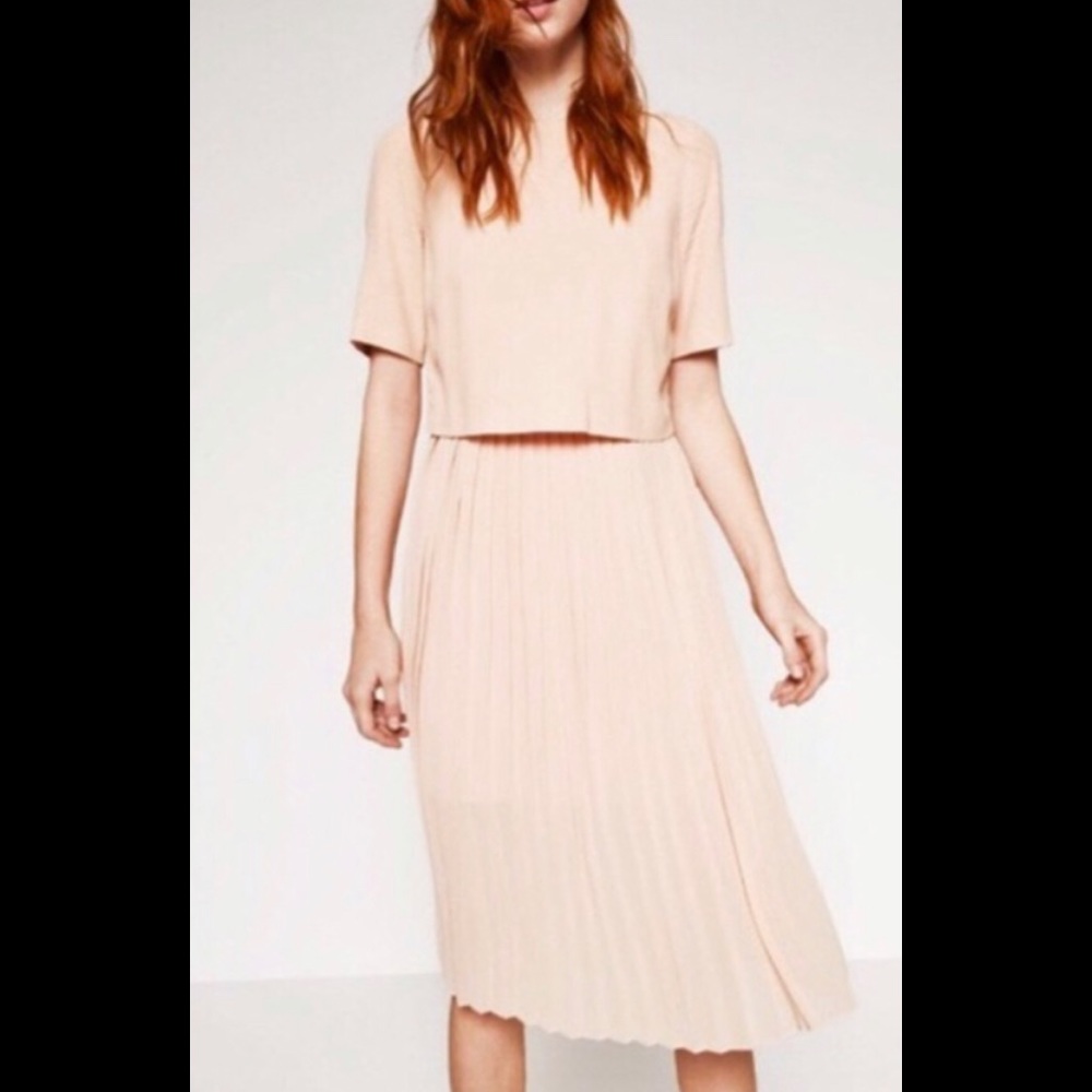 Zara midi dress with pleated skirt